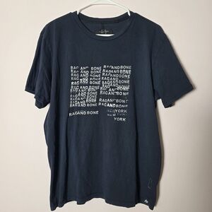 rag & bone Navy Short-Sleeve Logo Block Tee